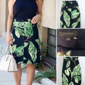 ANN TAYLOR LINEN & COTTON LEAF SKIRT SIZE 6